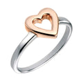 Gecko Jewellery Open Heart Ring – Sterling Silver & Rose Gold Plated