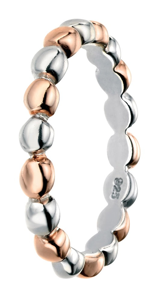 Gecko Jewellery Mixed Ball Band Ring | Sterling Silver & Rose Gold