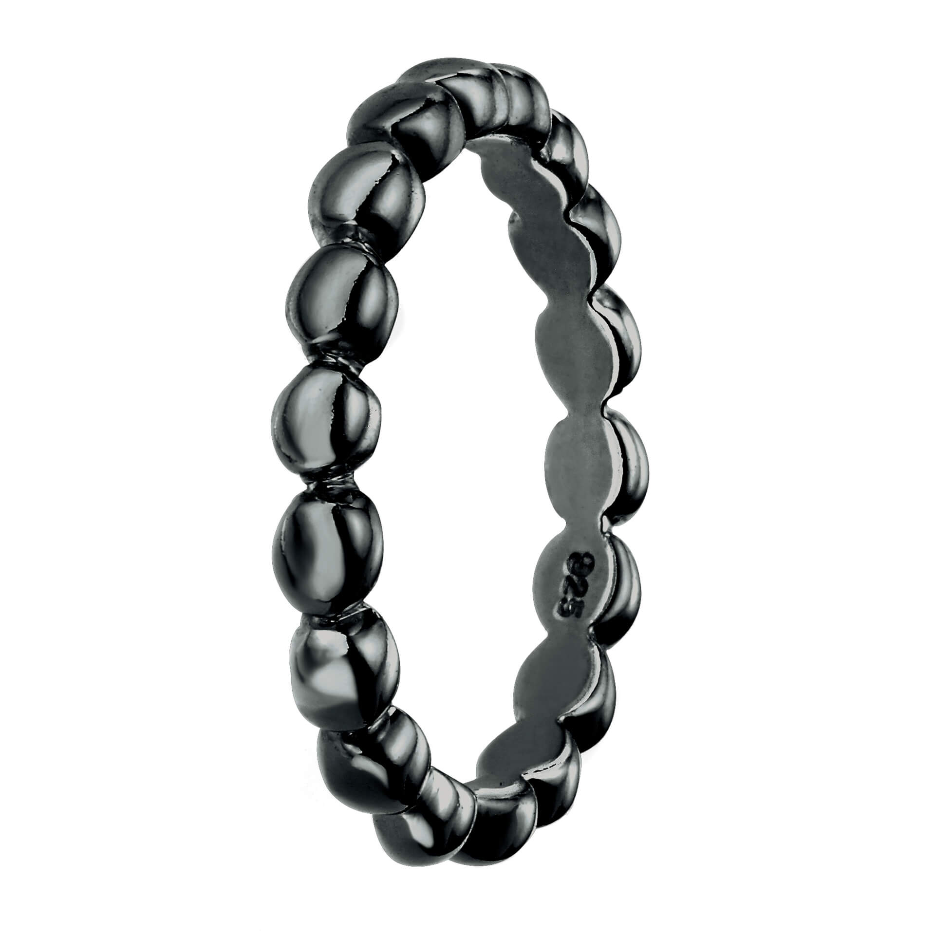 Gecko Jewellery Ball Band Ring | Black Plated Sterling Silver Band