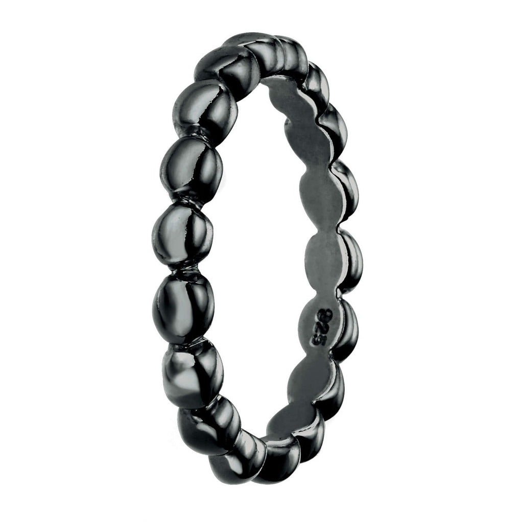 Gecko Jewellery Ball Band Ring | Black Plated Sterling Silver Band