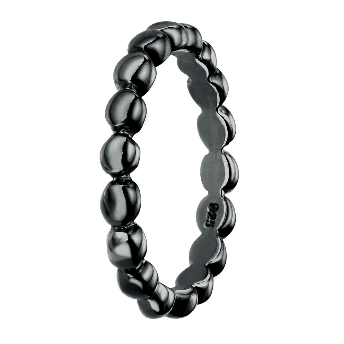 Gecko Jewellery Ball Band Ring | Black Plated Sterling Silver Band
