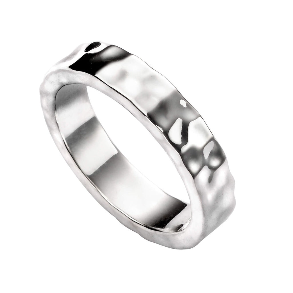 Hammered Band Ring by Gecko Jewellery – Solid Finish with Engraving