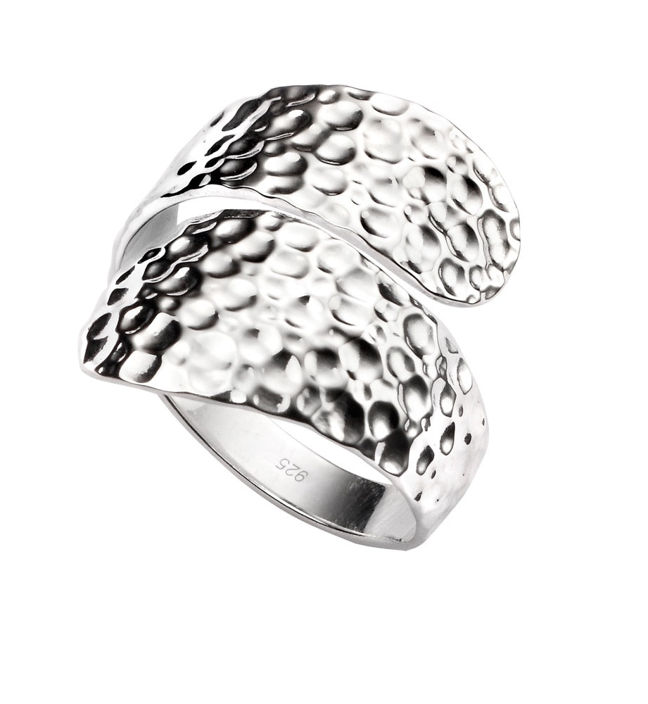 Hammered Wrap Ring by Gecko Jewellery Retail – Textured Silver Band