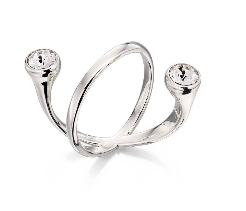 Floating Crystal Ring in Silver by Gecko Jewellery – Stackable Style