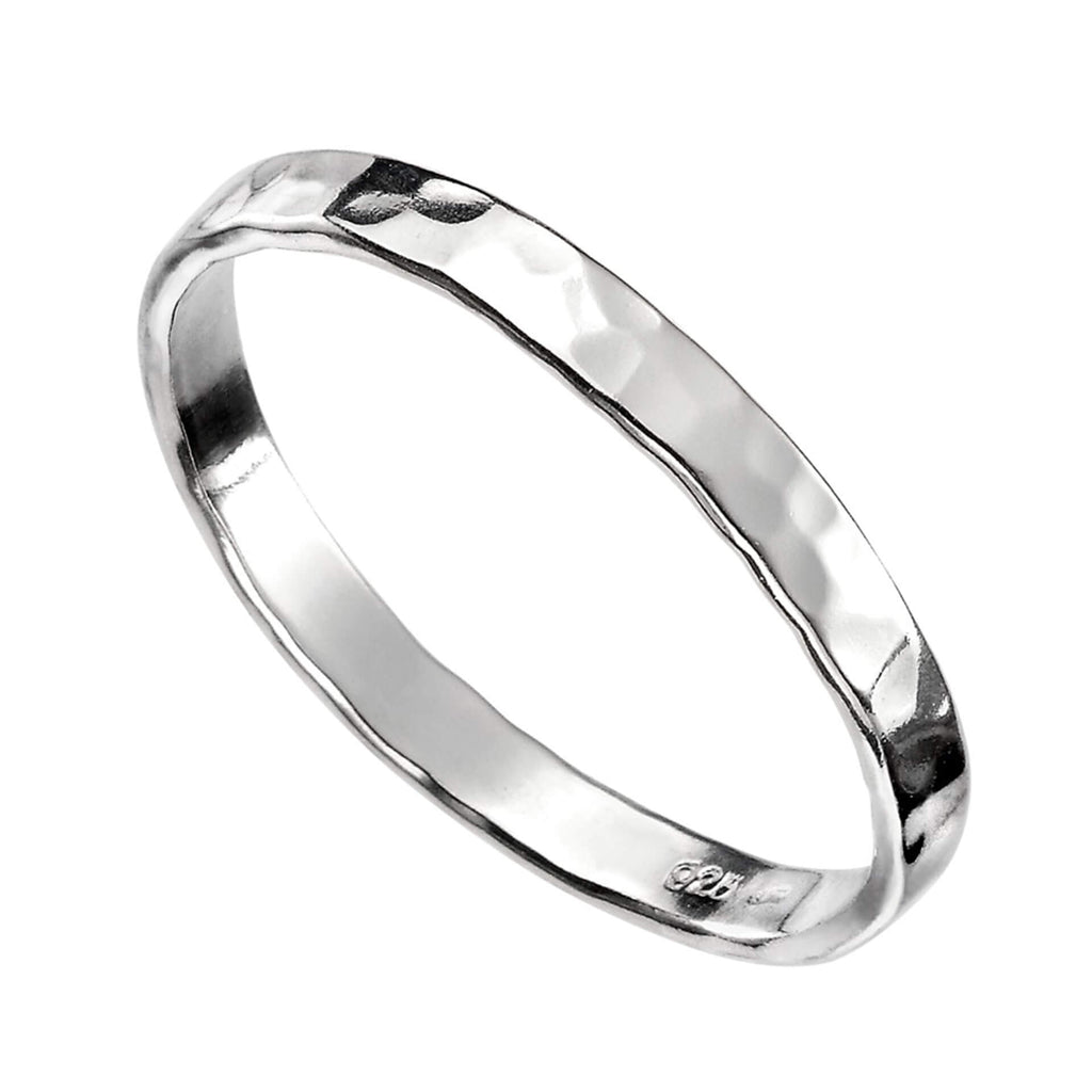 Gecko Jewellery Hammered Band Ring – Thin Sterling Silver Band