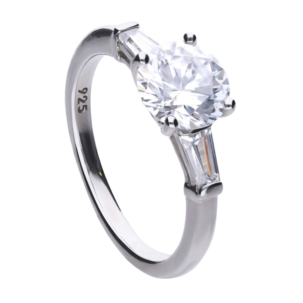 Gecko Jewellery Triple Stone 2.5ct Cubic Zirconia Sterling Silver Ring