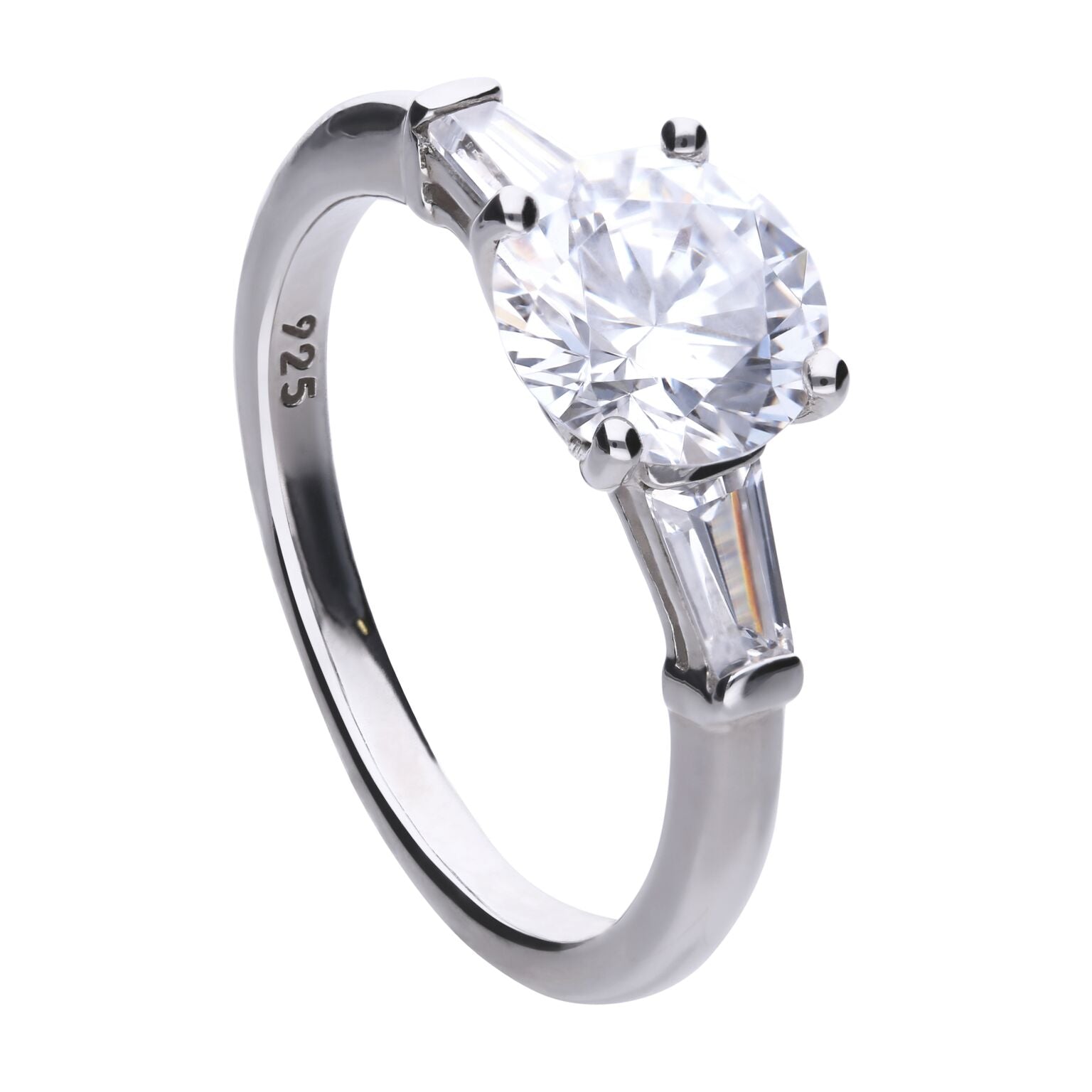 Gecko Jewellery Triple Stone 2.5ct Cubic Zirconia Sterling Silver Ring