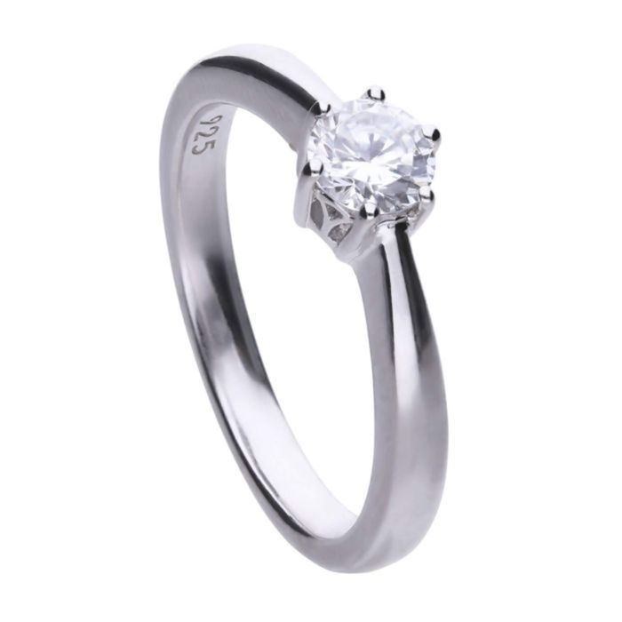 Diamonfire Six Claw Carat Ring | Sterling Silver Zirconia Solitaire