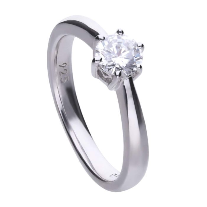 Diamonfire Six Claw Carat Ring | Sterling Silver Zirconia Solitaire