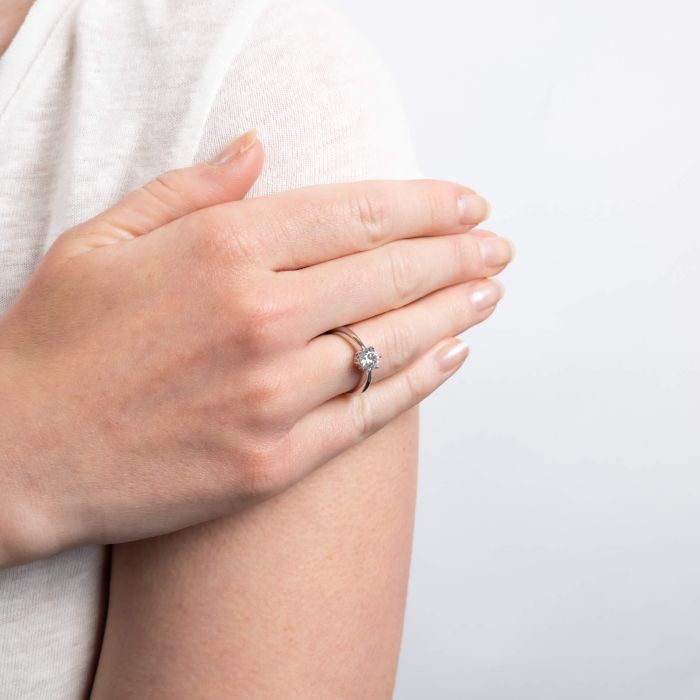 Diamonfire Six Claw Carat Ring | Sterling Silver Zirconia Solitaire