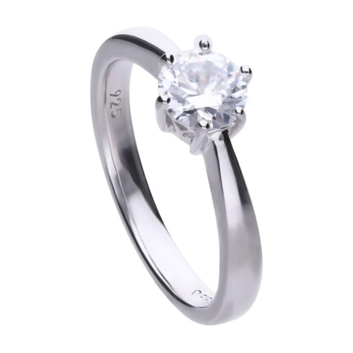 Diamonfire Six Claw Carat Ring | Sterling Silver Zirconia Solitaire