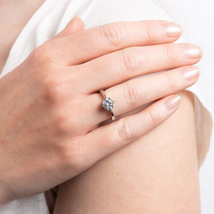Diamonfire Six Claw Carat Ring | Sterling Silver Zirconia Solitaire