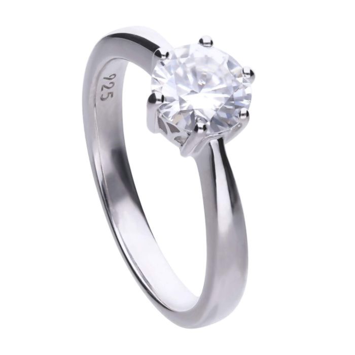 Diamonfire Six Claw Carat Ring | Sterling Silver Zirconia Solitaire