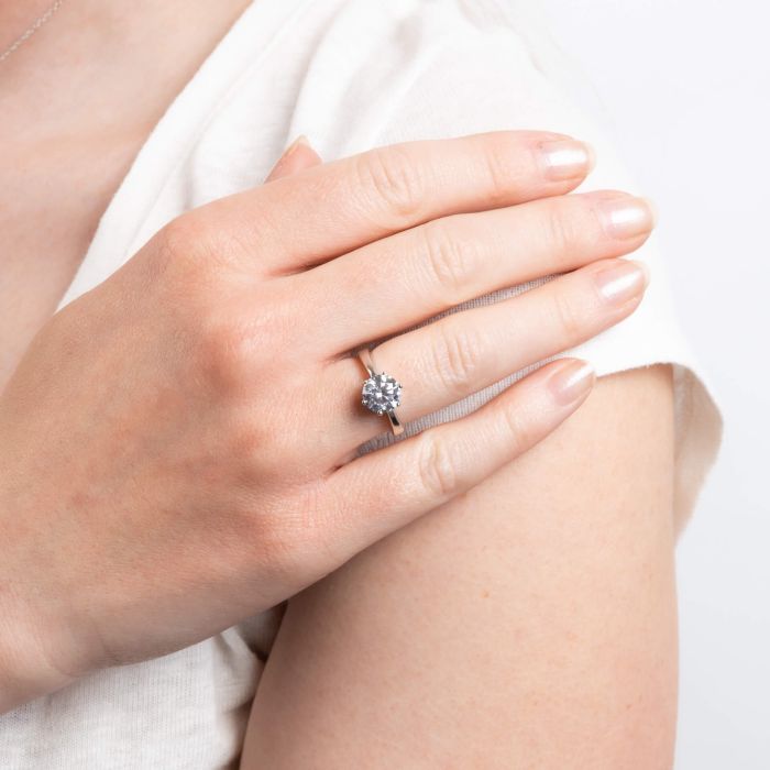 Diamonfire Six Claw Carat Ring | Sterling Silver Zirconia Solitaire