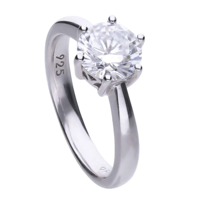 Diamonfire Six Claw Carat Ring | Sterling Silver Zirconia Solitaire
