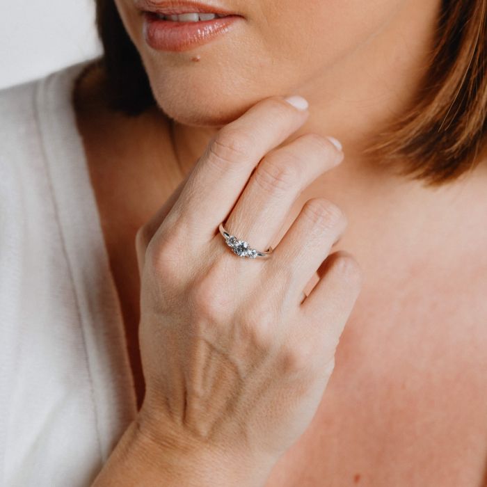 Diamonfire Claw Set Trilogy Ring | Sterling Silver Zirconia Ring