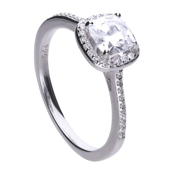 Diamonfire Square Pave Set Ring – Sterling Silver Zirconia Jewellery