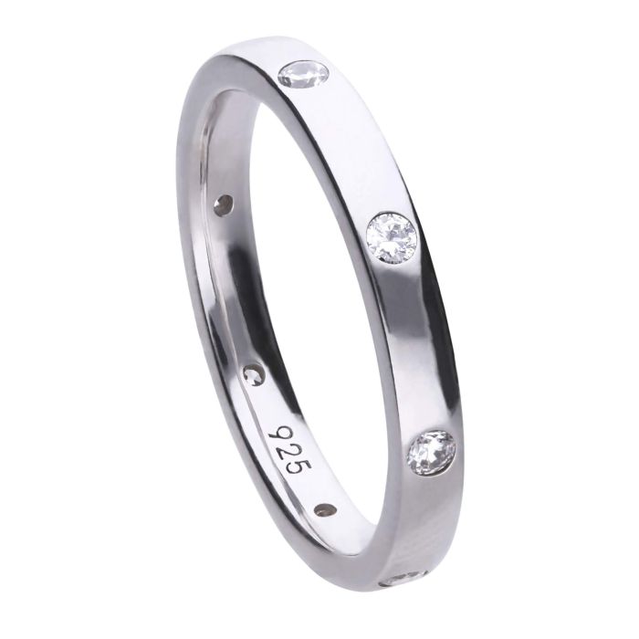 Diamonfire Station Set Band Ring | Sterling Silver Zirconia Jewellery