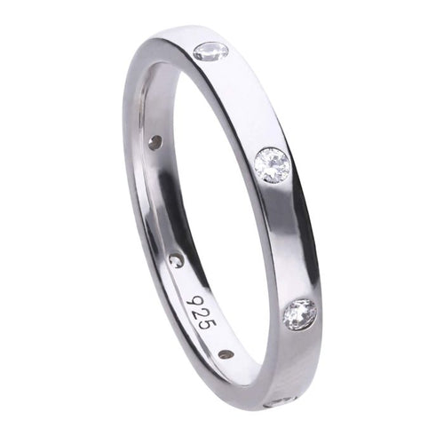 Diamonfire Station Set Band Ring | Sterling Silver Zirconia Jewellery