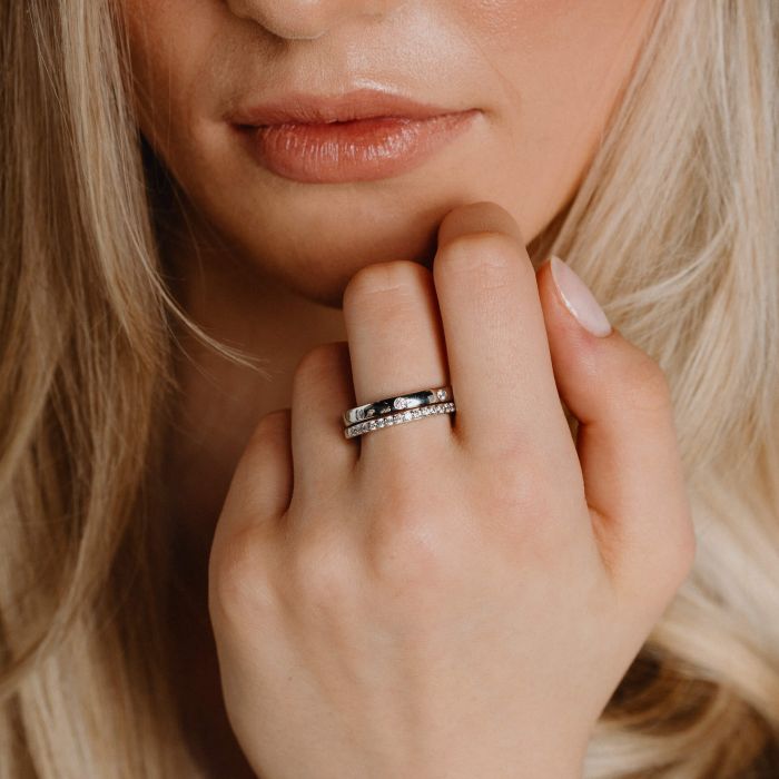 Diamonfire Half Eternity Band Ring | Sterling Silver Zirconia Stones