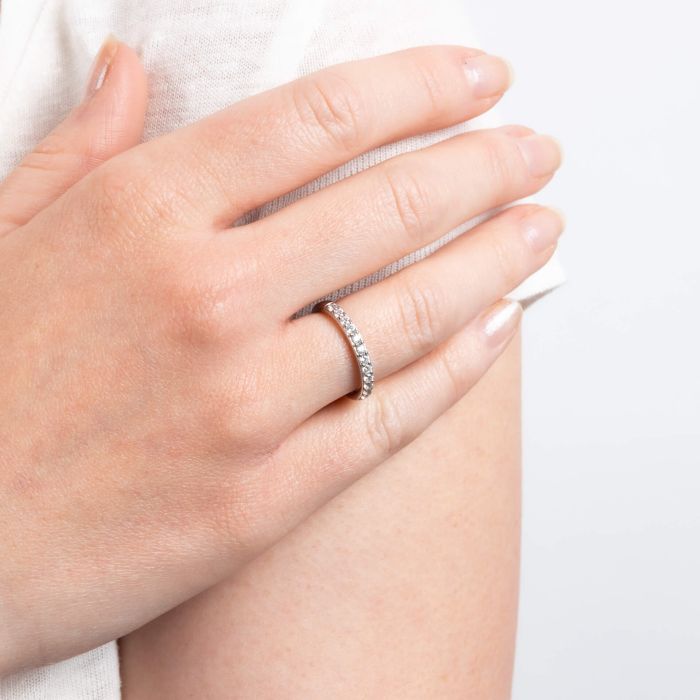 Diamonfire Half Eternity Band Ring | Sterling Silver Zirconia Stones