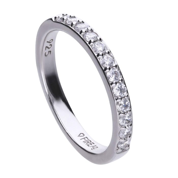 Diamonfire Half Eternity Band Ring | Sterling Silver Zirconia Stones