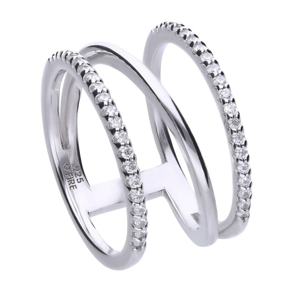 Gecko Jewellery Triple Band Statement Ring – Sterling Silver & Zirconia