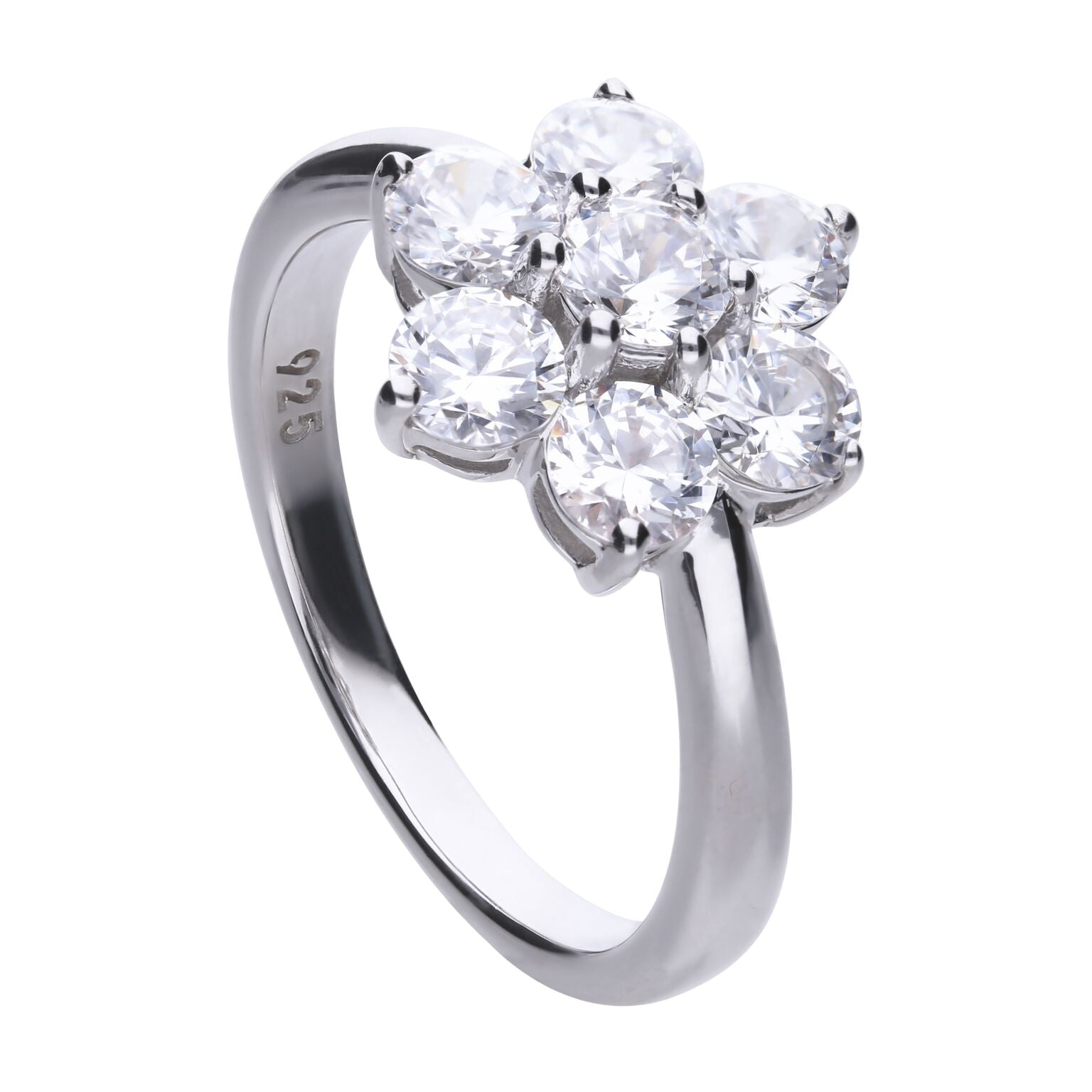 Gecko Jewellery Flower Cluster Ring | Sterling Silver & Cubic Zirconia