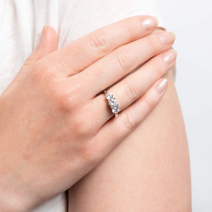 Diamonfire Trilogy Ring | Sterling Silver Zirconia Anniversary Band