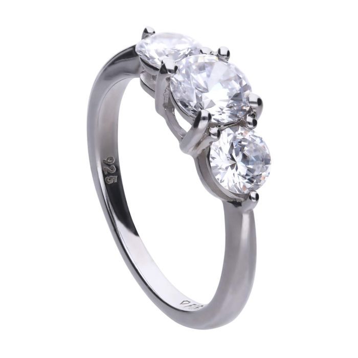 Diamonfire Trilogy Ring | Sterling Silver Zirconia Anniversary Band