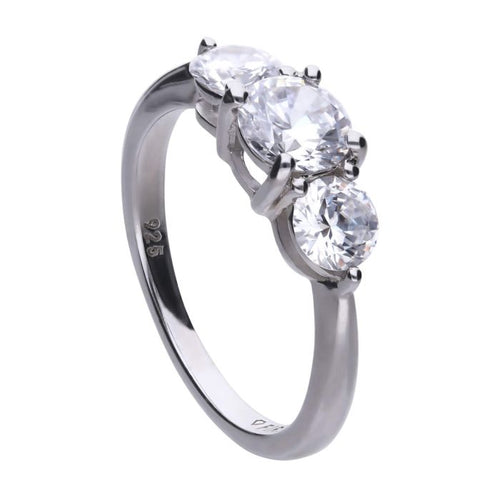 Diamonfire Trilogy Ring | Sterling Silver Zirconia Anniversary Band