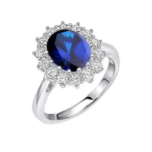Gecko Jewellery Sterling Silver Oval Halo Ring with Diamonfire Zirconia