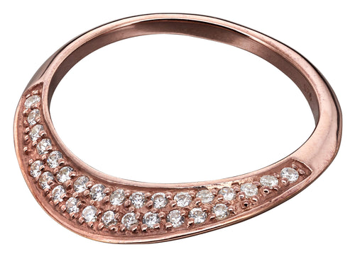 Gecko Jewellery Rose Gold Plated Sterling Silver Flat CZ Ring