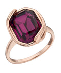 Gecko Rose Gold Plated Sterling Silver Ribbon Ring with Crystals