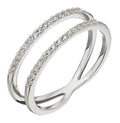 Gecko Jewellery Sterling Silver CZ Double Band Ring with Sparkle