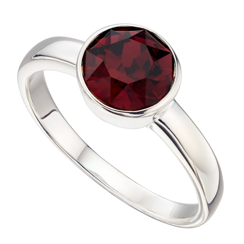 Crystal Birthstone Ring | Gecko Jewellery Sterling Silver Polished Band