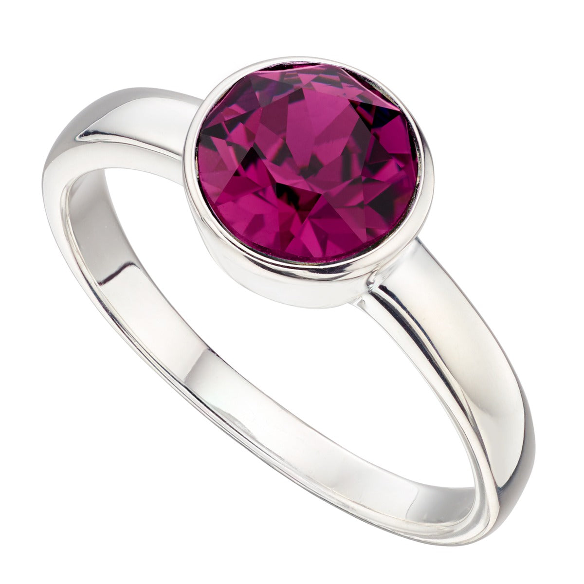 Crystal Birthstone Ring | Gecko Jewellery Sterling Silver Polished Band