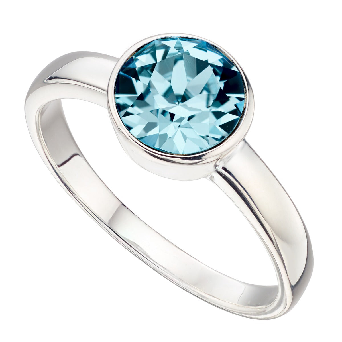 Crystal Birthstone Ring | Gecko Jewellery Sterling Silver Polished Band