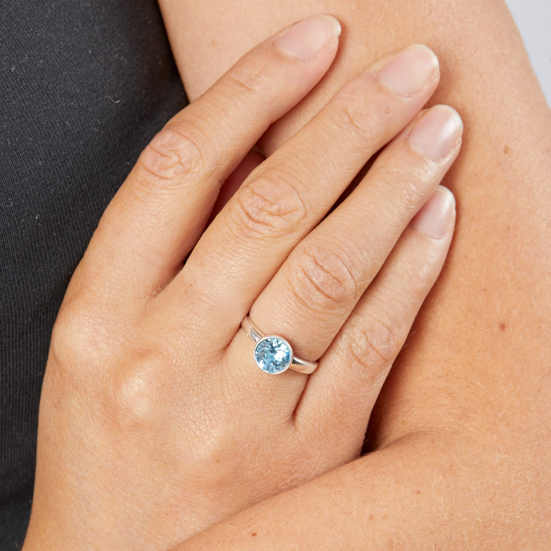 Crystal Birthstone Ring | Gecko Jewellery Sterling Silver Polished Band