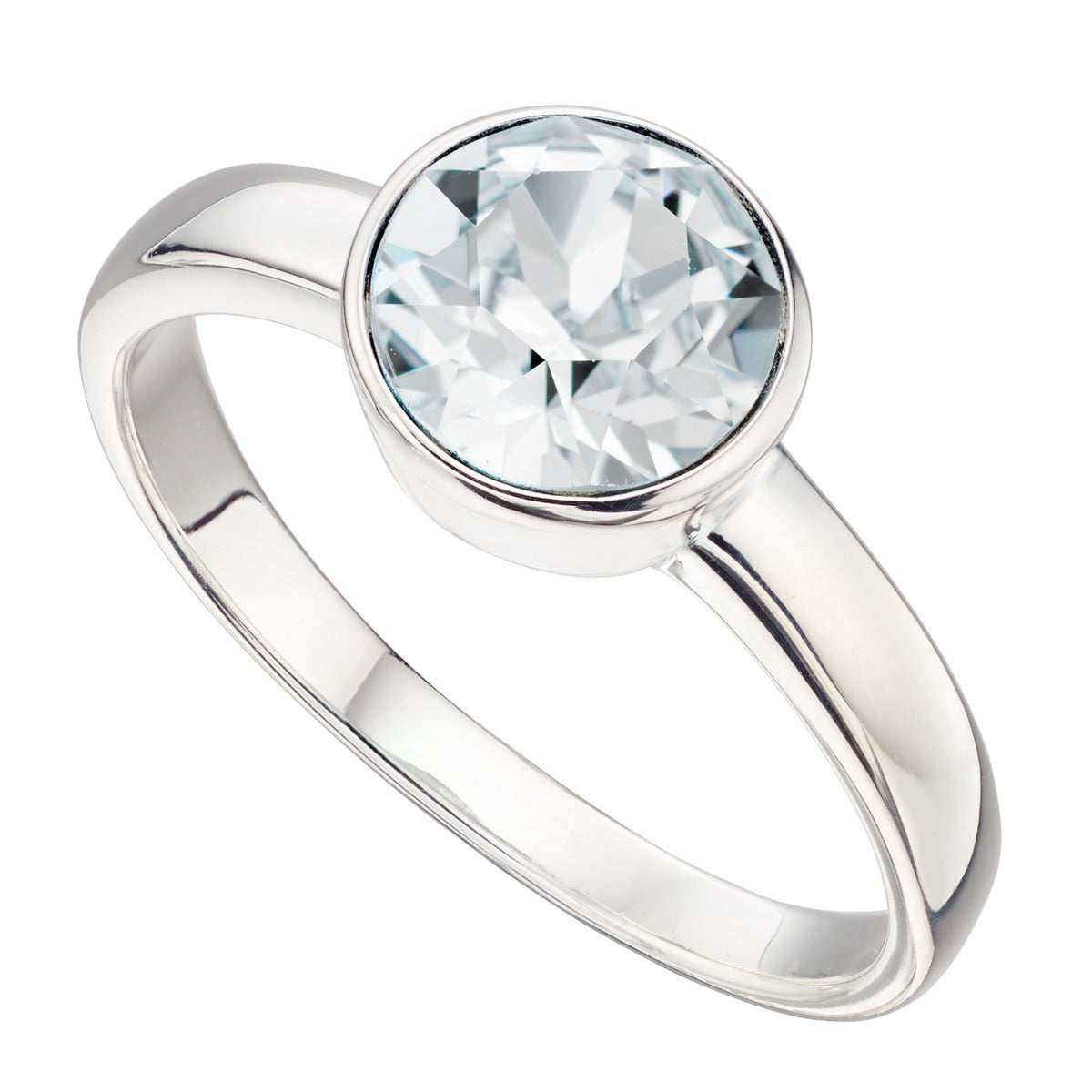 Crystal Birthstone Ring | Gecko Jewellery Sterling Silver Polished Band