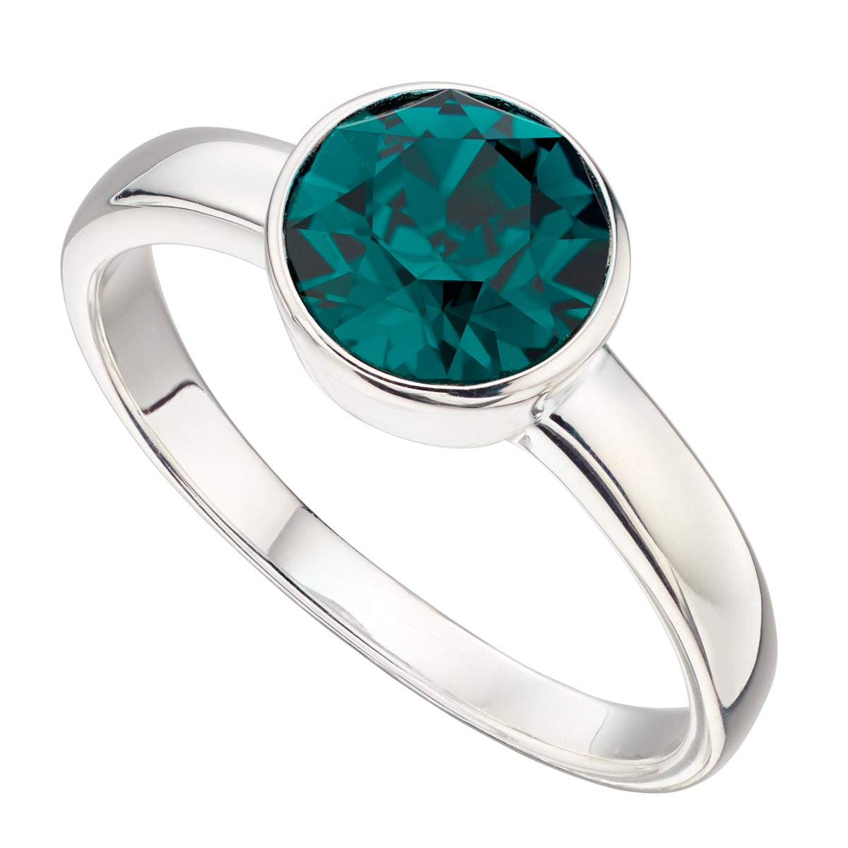 Crystal Birthstone Ring | Gecko Jewellery Sterling Silver Polished Band