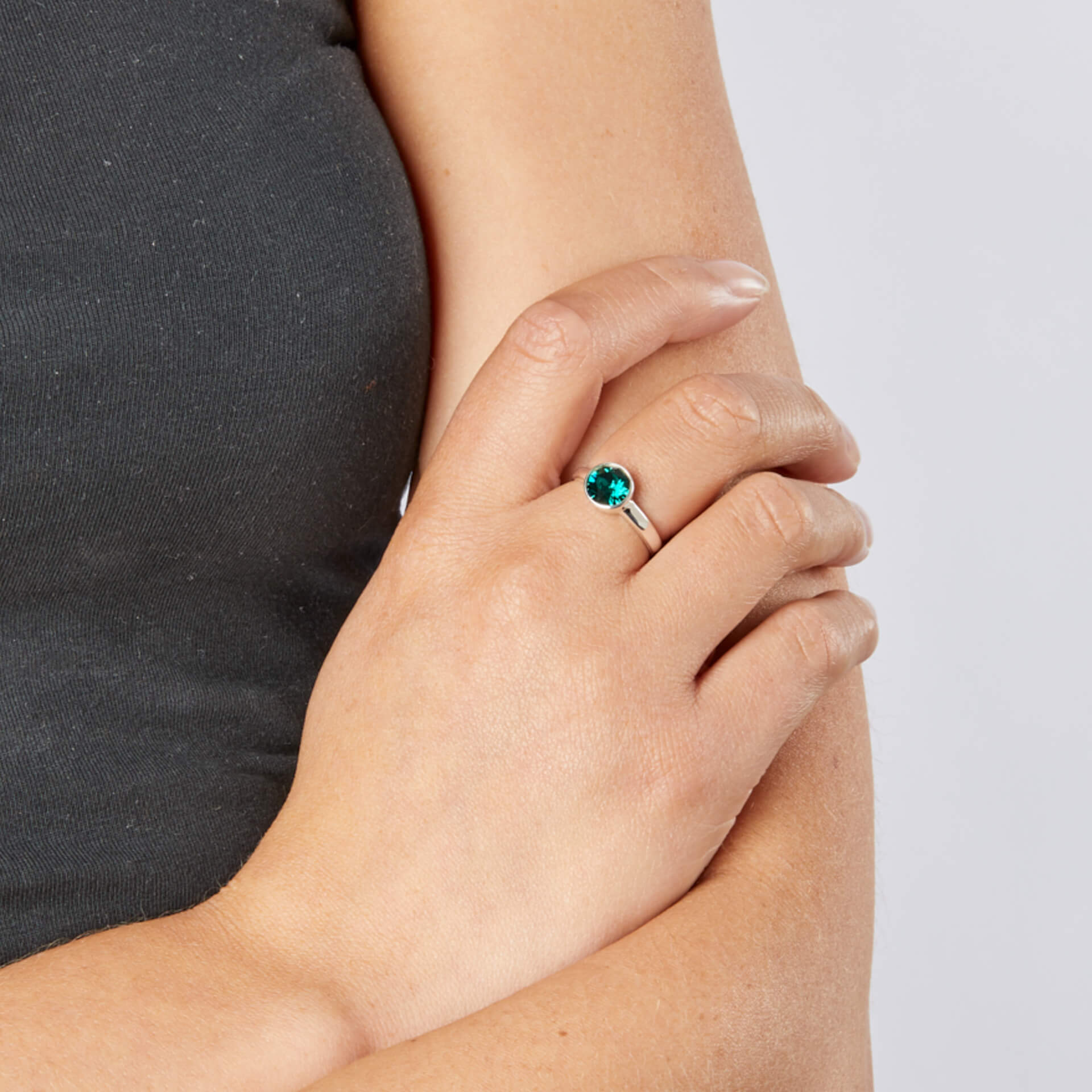 Crystal Birthstone Ring | Gecko Jewellery Sterling Silver Polished Band