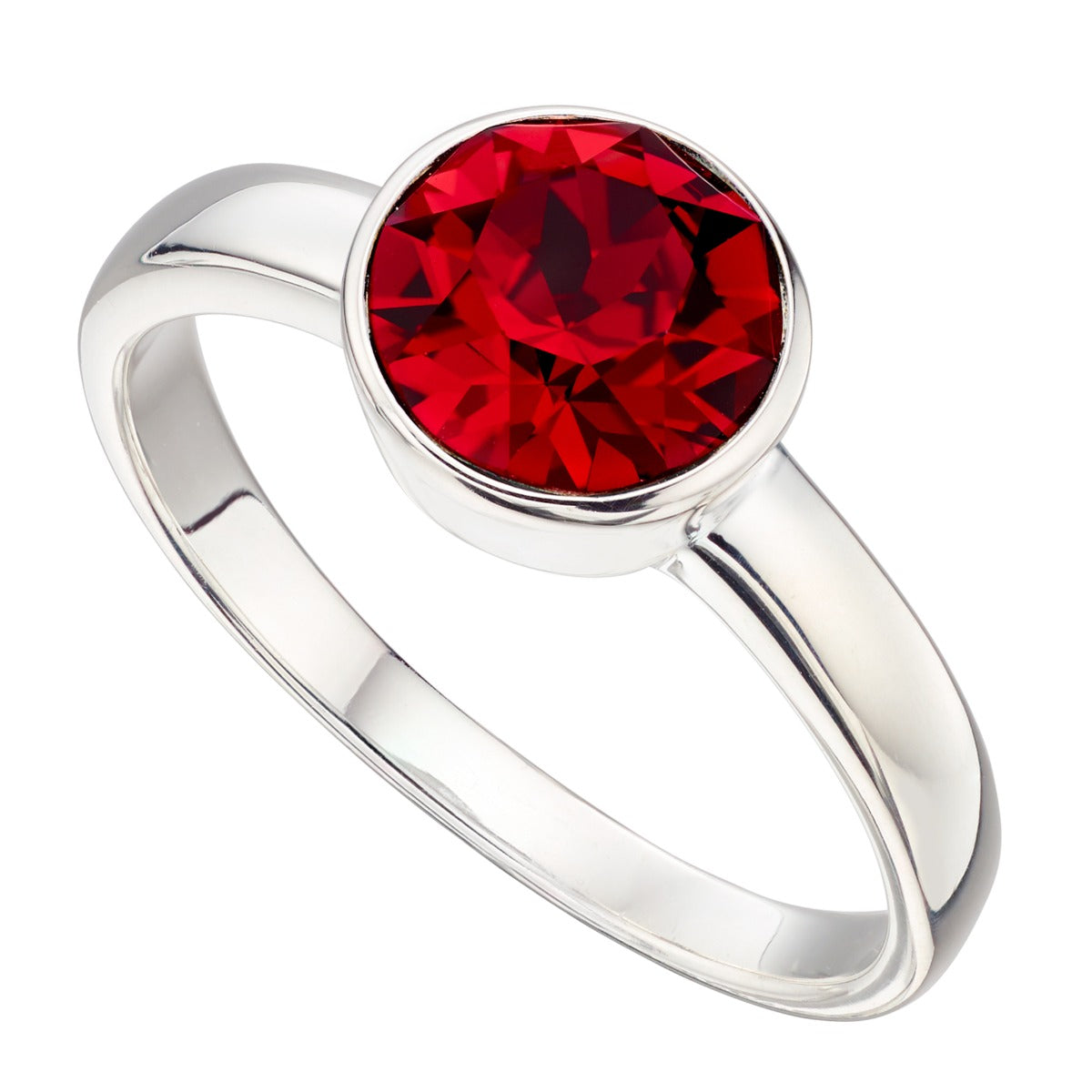 Crystal Birthstone Ring | Gecko Jewellery Sterling Silver Polished Band