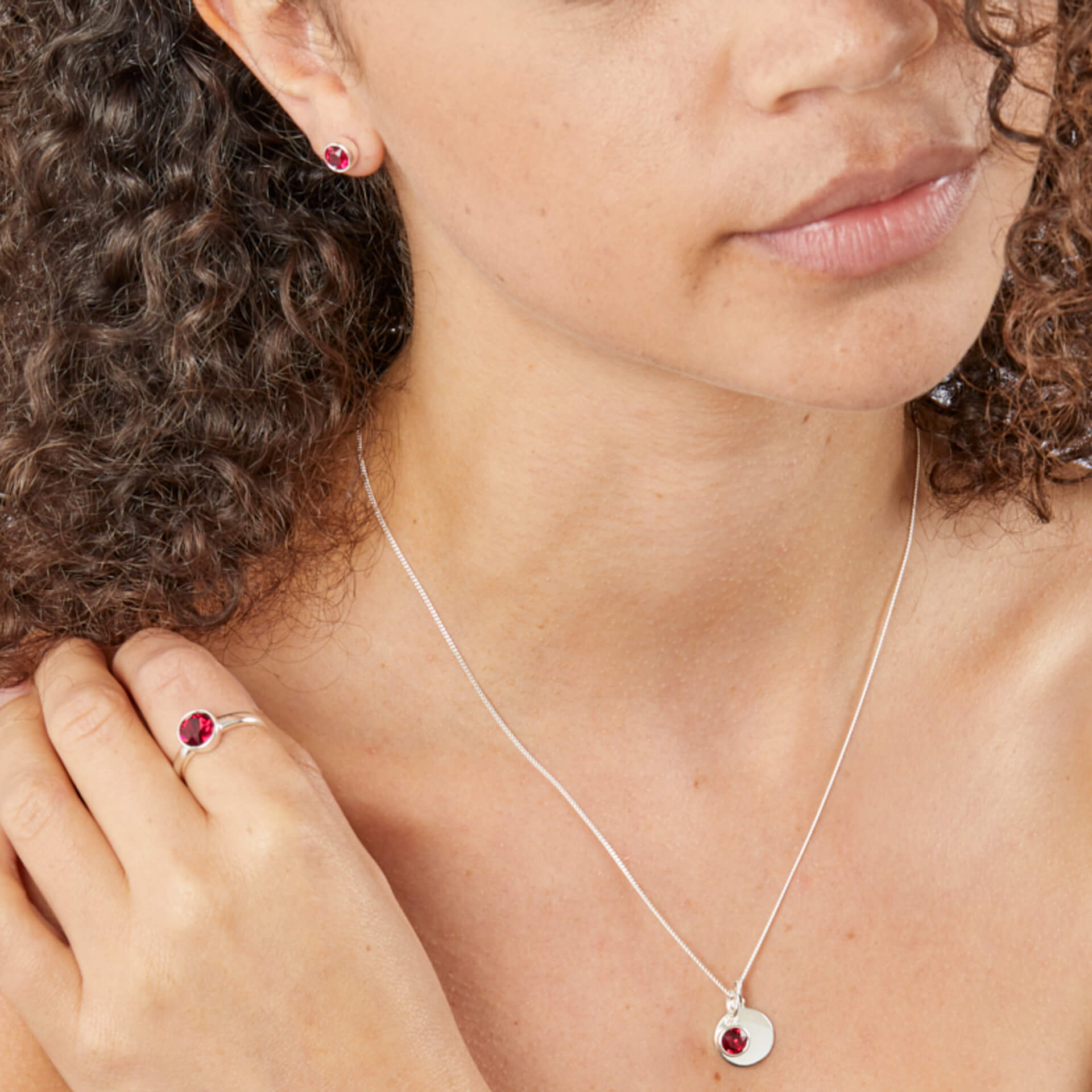 Crystal Birthstone Ring | Gecko Jewellery Sterling Silver Polished Band