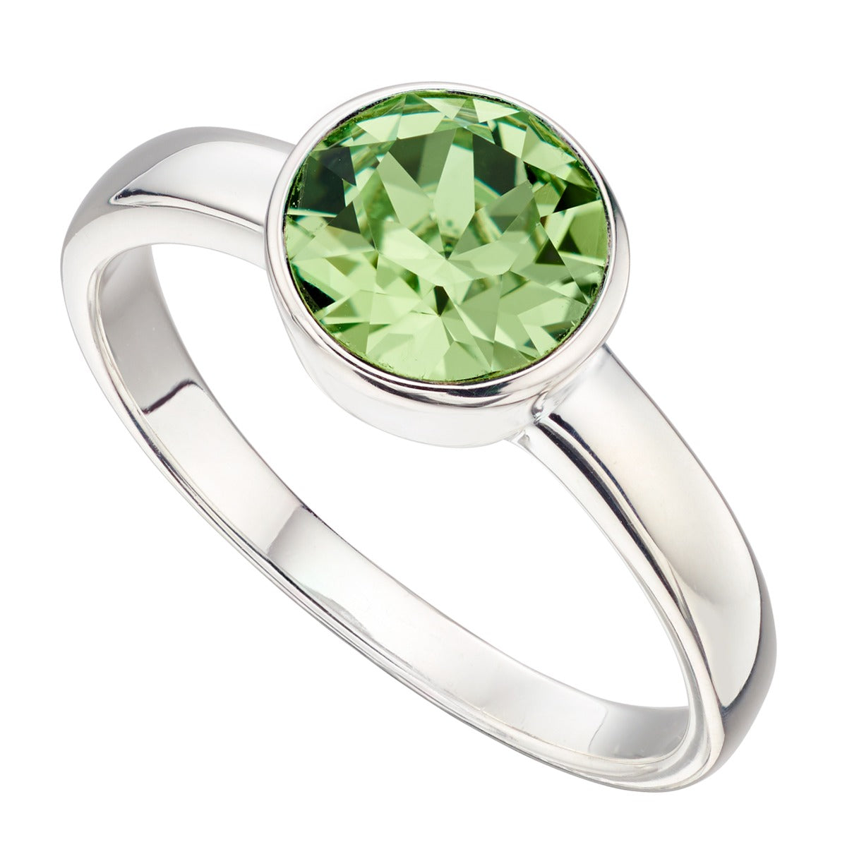 Crystal Birthstone Ring | Gecko Jewellery Sterling Silver Polished Band
