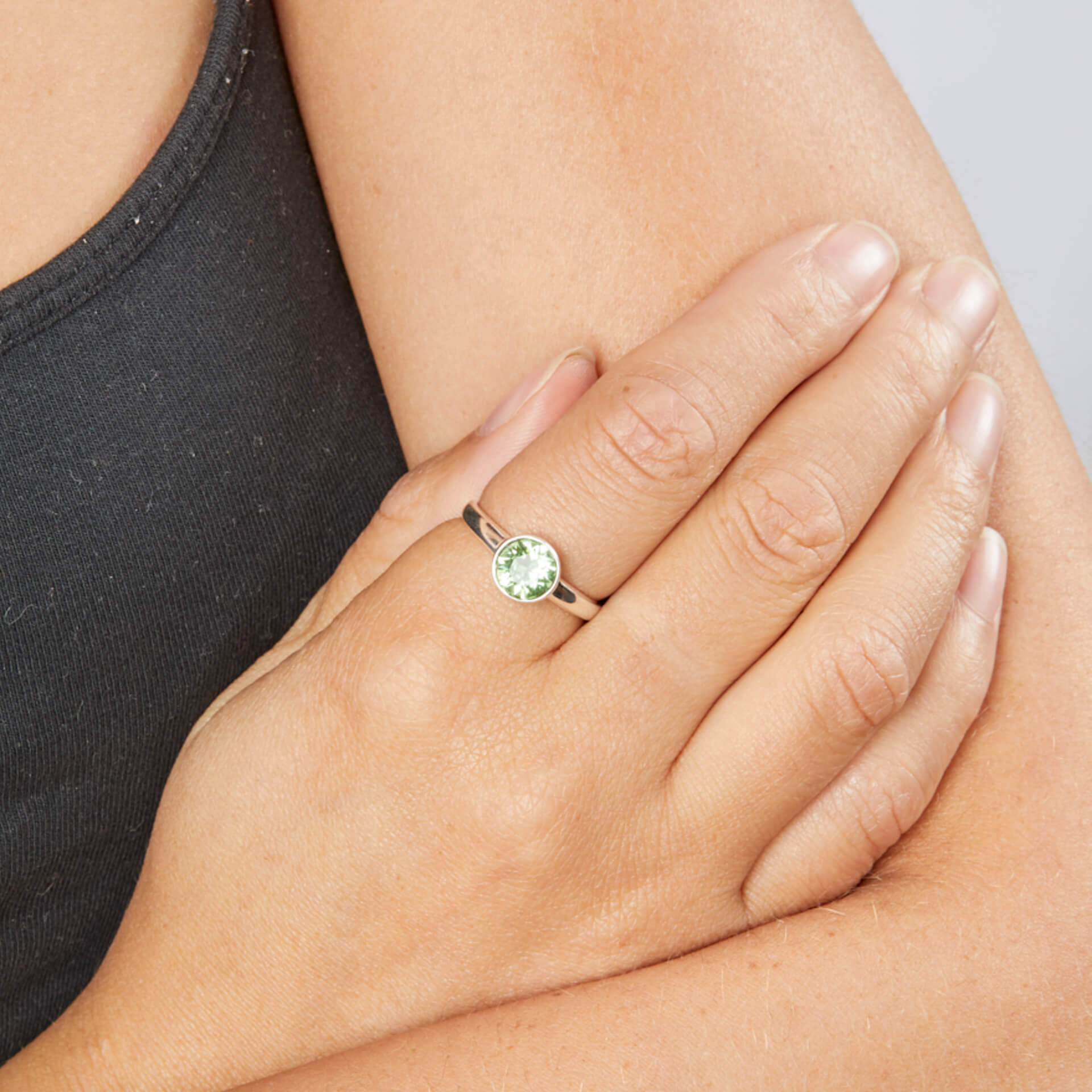 Crystal Birthstone Ring | Gecko Jewellery Sterling Silver Polished Band