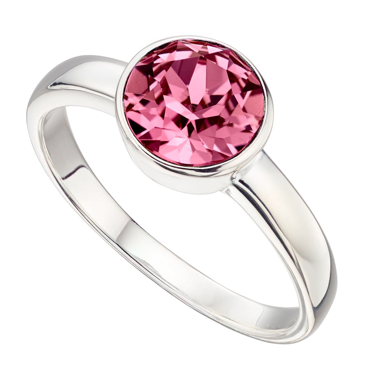 Crystal Birthstone Ring | Gecko Jewellery Sterling Silver Polished Band