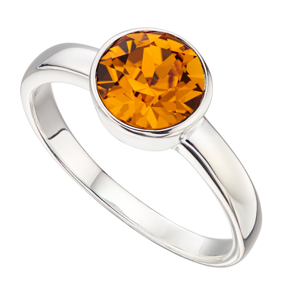 Crystal Birthstone Ring | Gecko Jewellery Sterling Silver Polished Band