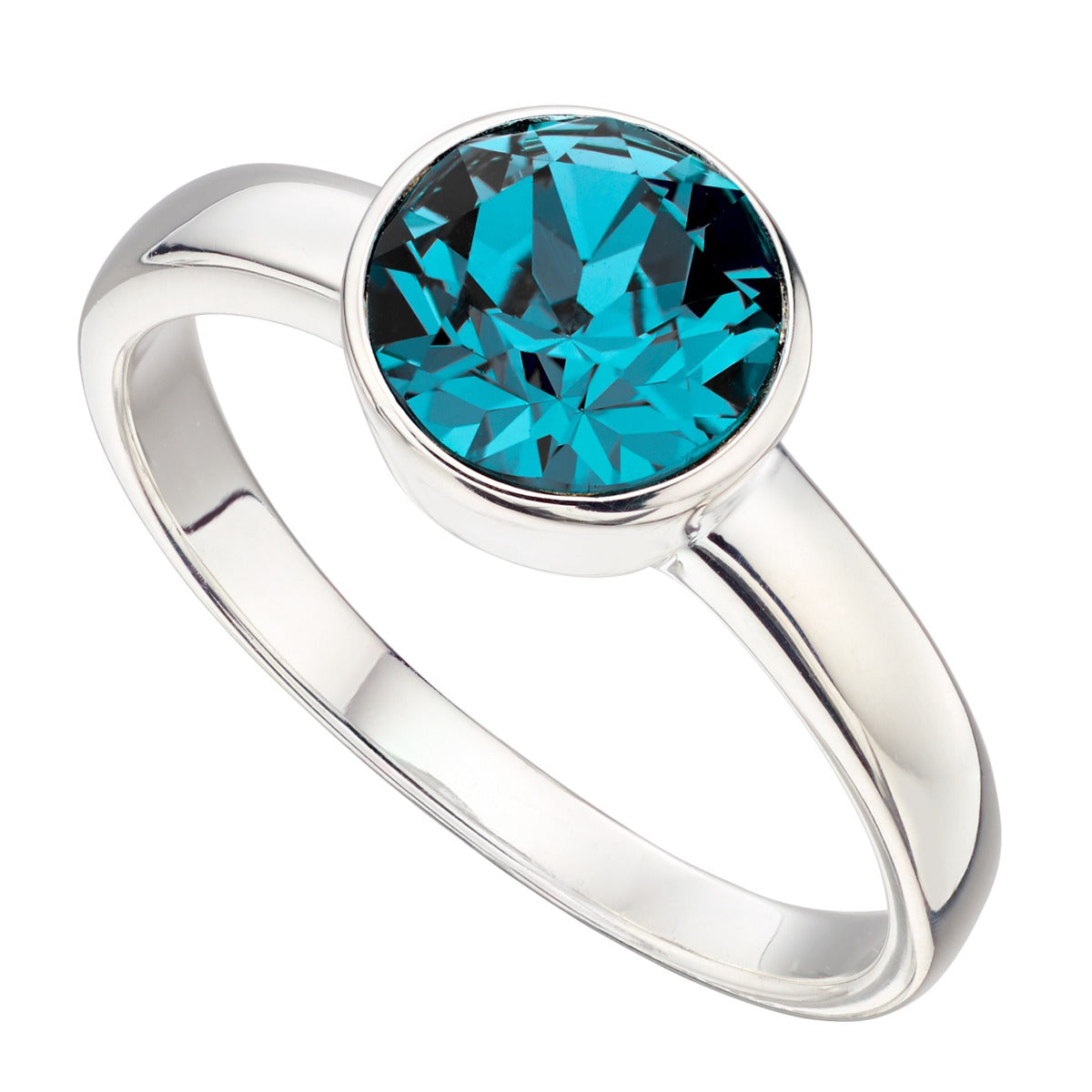 Crystal Birthstone Ring | Gecko Jewellery Sterling Silver Polished Band