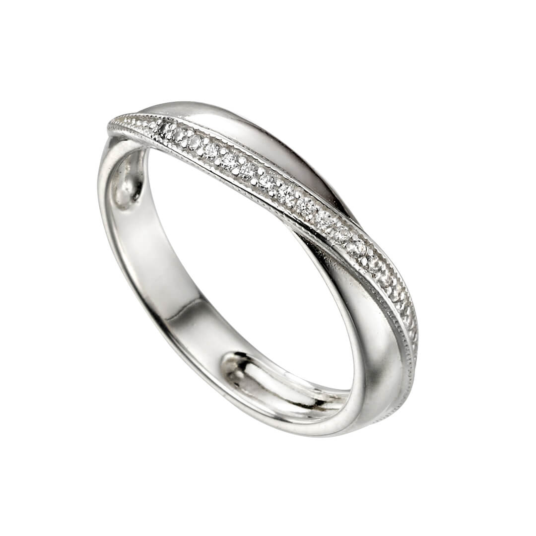 Gecko Jewellery Crossover Ring – Sterling Silver Cubic Zirconia